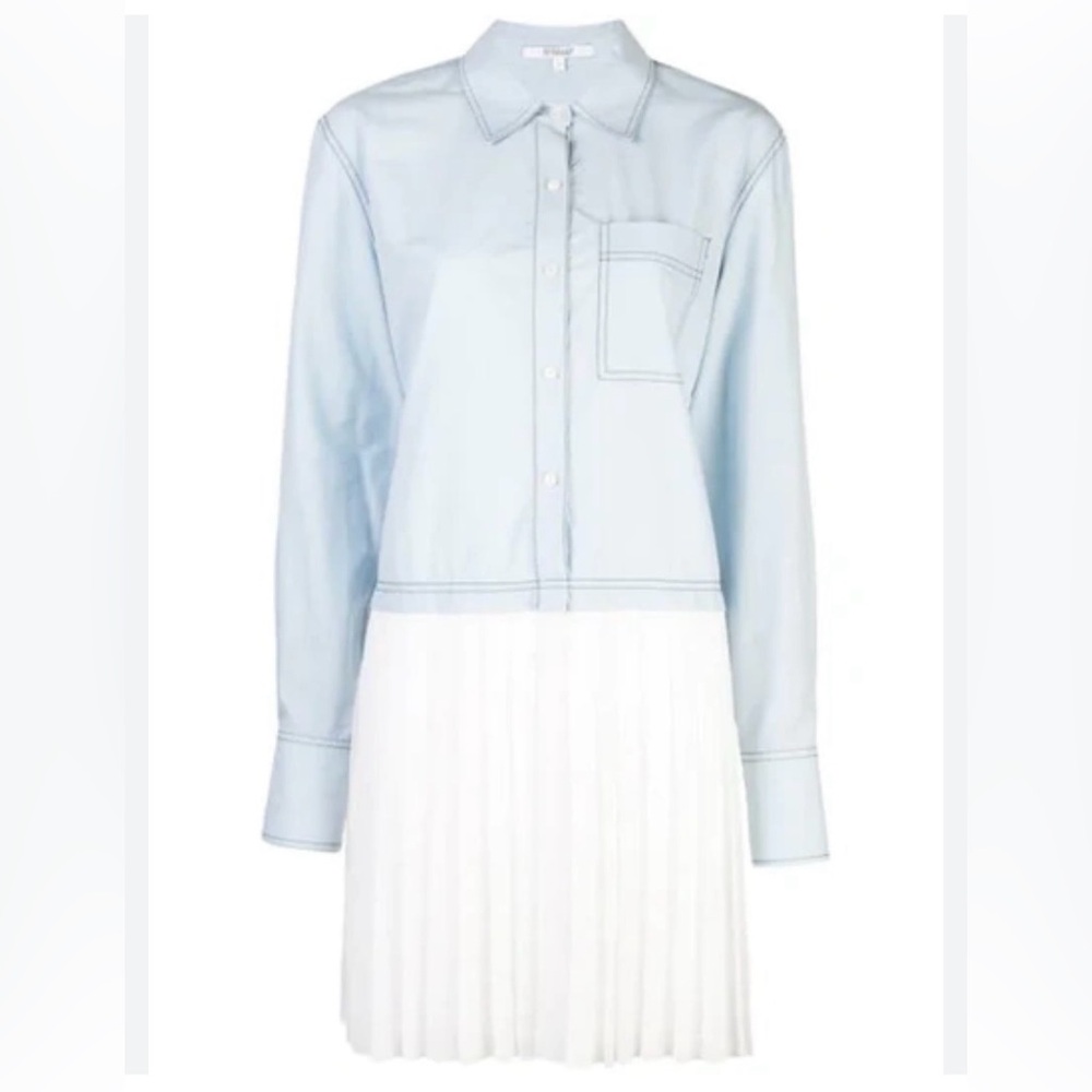 10 Crosby Derek Lam Crosby Pleated
Hem Shirt Dress In Blue Size00
